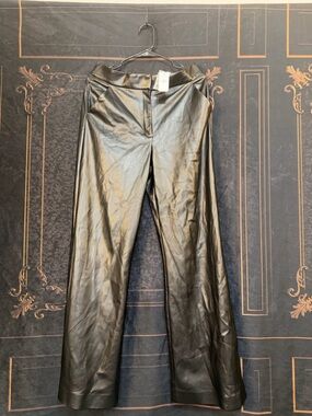 EXPRESS Faux Leather Wide-Leg Pants Black size 10 Corporate Goth